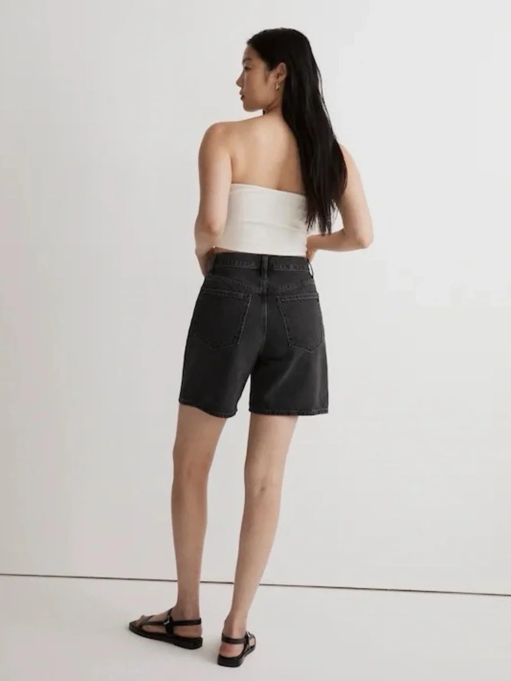 Madewell Baggy Jean Shorts Black Reyburn Wash Size 27